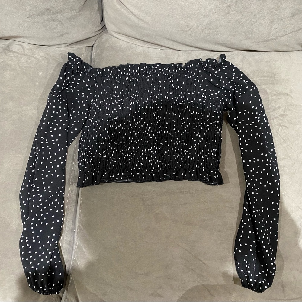 Black off the shoulder blouse